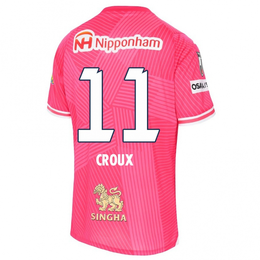 Kandiny Enfant Maillot Jordy Croux #11 Rose Blanc Tenues Domicile 2024/25 T-Shirt