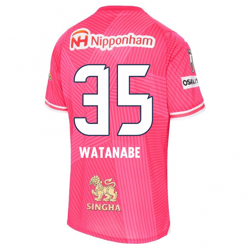 Kandiny Enfant Maillot Ryo Watanabe #35 Rose Blanc Tenues Domicile 2024/25 T-Shirt