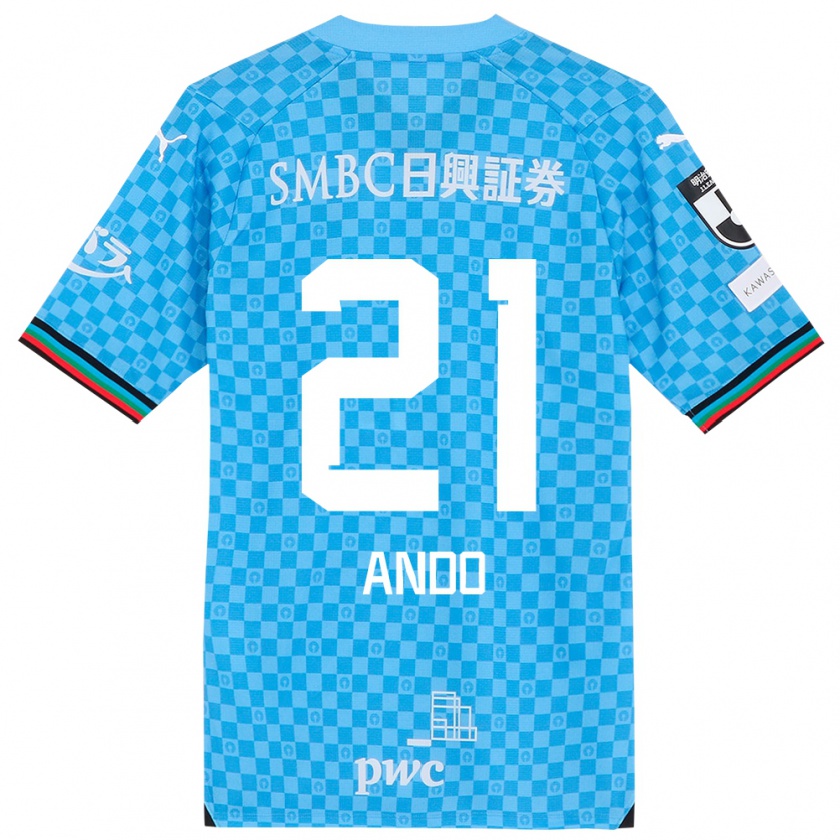 Kandiny Enfant Maillot Shunsuke Ando #21 Bleu Azur Tenues Domicile 2024/25 T-Shirt