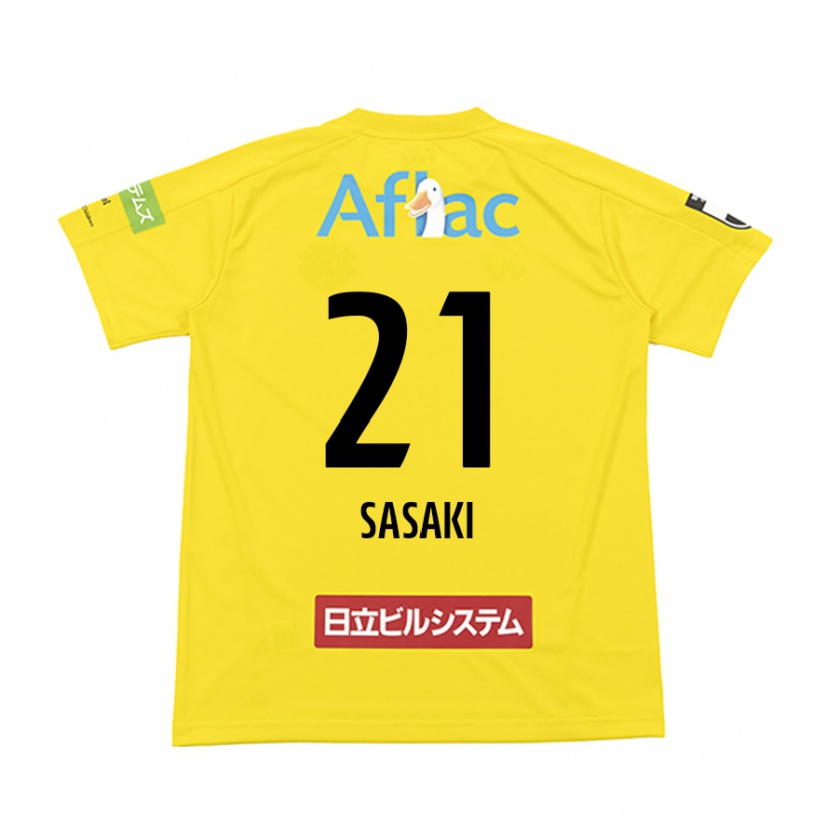 Kandiny Enfant Maillot Masato Sasaki #21 Jaune Noir Tenues Domicile 2024/25 T-Shirt