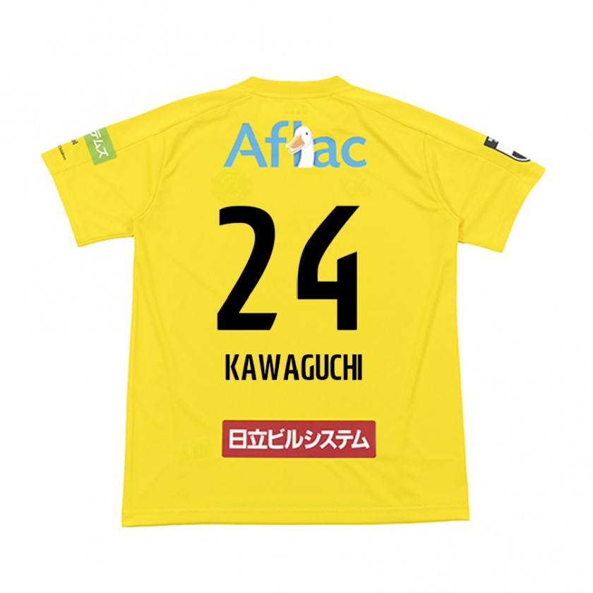 Kandiny Enfant Maillot Naoki Kawaguchi #24 Jaune Noir Tenues Domicile 2024/25 T-Shirt