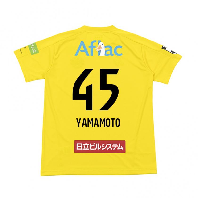 Kandiny Enfant Maillot Ota Yamamoto #45 Jaune Noir Tenues Domicile 2024/25 T-Shirt