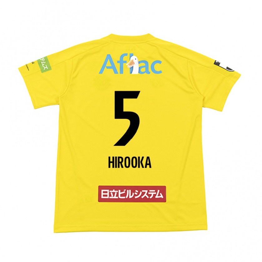 Kandiny Enfant Maillot Eita Hirooka #5 Jaune Noir Tenues Domicile 2024/25 T-Shirt