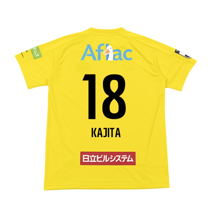 Kandiny Enfant Maillot Kento Kajita #18 Jaune Noir Tenues Domicile 2024/25 T-Shirt