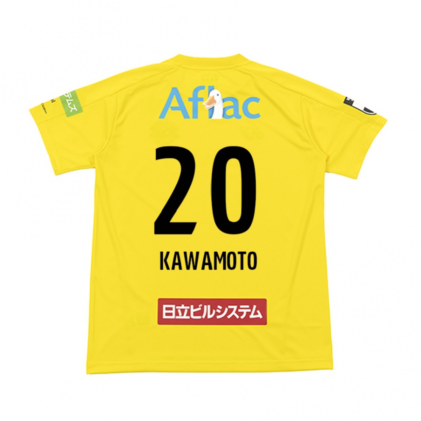 Kandiny Enfant Maillot Daizen Kawamoto #20 Jaune Noir Tenues Domicile 2024/25 T-Shirt