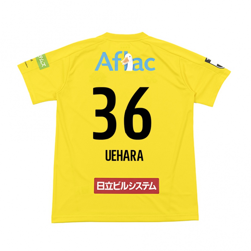 Kandiny Enfant Maillot Reo Uehara #36 Jaune Noir Tenues Domicile 2024/25 T-Shirt