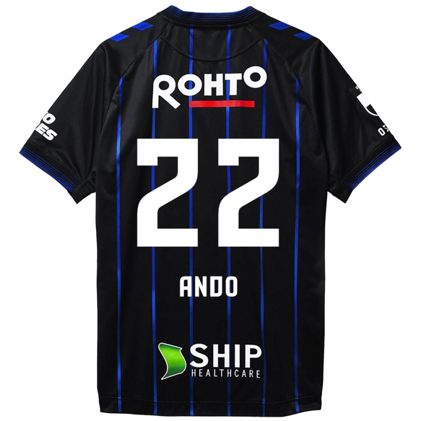 Kandiny Enfant Maillot Rikuto Ando #22 Noir Bleu Tenues Domicile 2024/25 T-Shirt