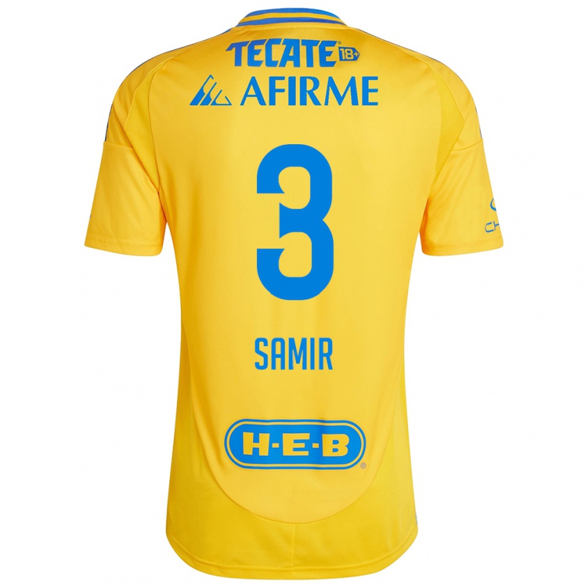 Kandiny Enfant Maillot Samir Caetano #3 Or Jaune Tenues Domicile 2024/25 T-Shirt