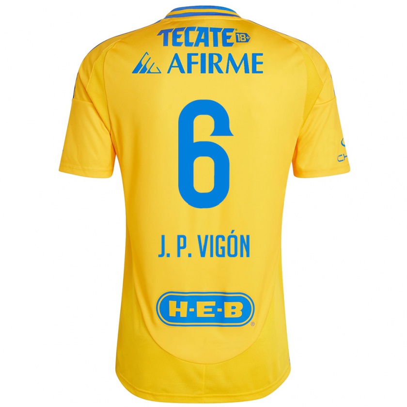 Kandiny Enfant Maillot Juan Pablo Vigón #6 Or Jaune Tenues Domicile 2024/25 T-Shirt