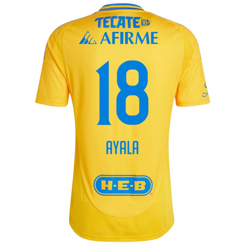 Kandiny Enfant Maillot David Ayala #18 Or Jaune Tenues Domicile 2024/25 T-Shirt