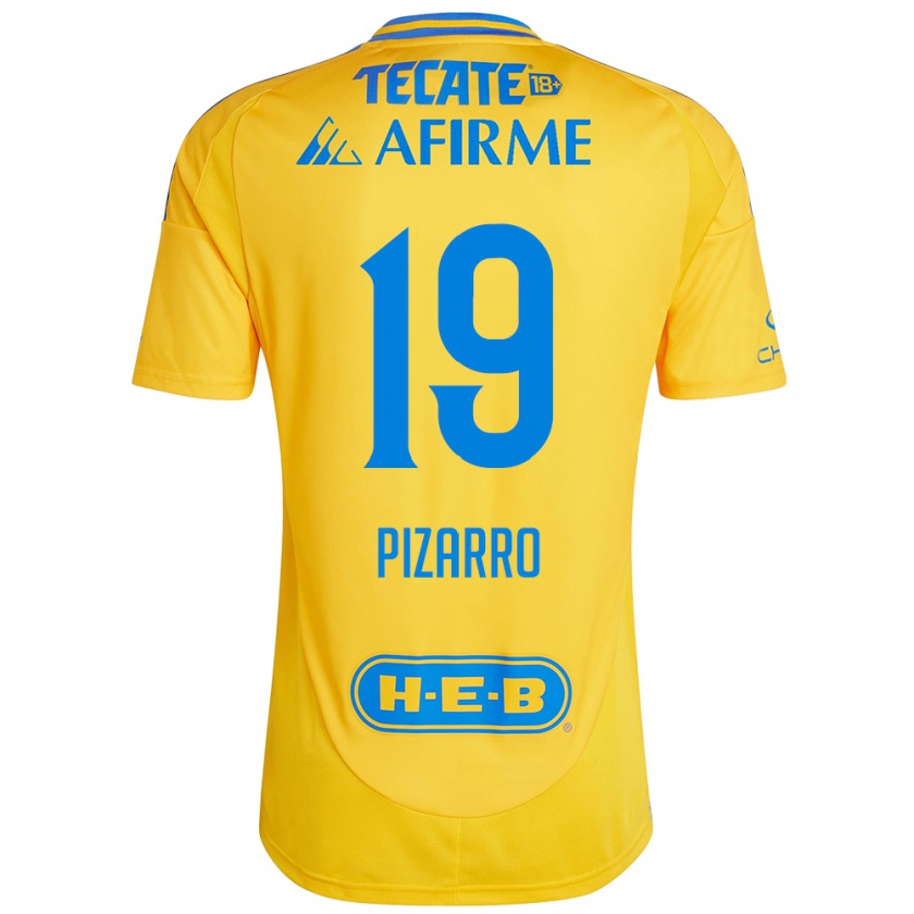 Kandiny Enfant Maillot Guido Pizarro #19 Or Jaune Tenues Domicile 2024/25 T-Shirt