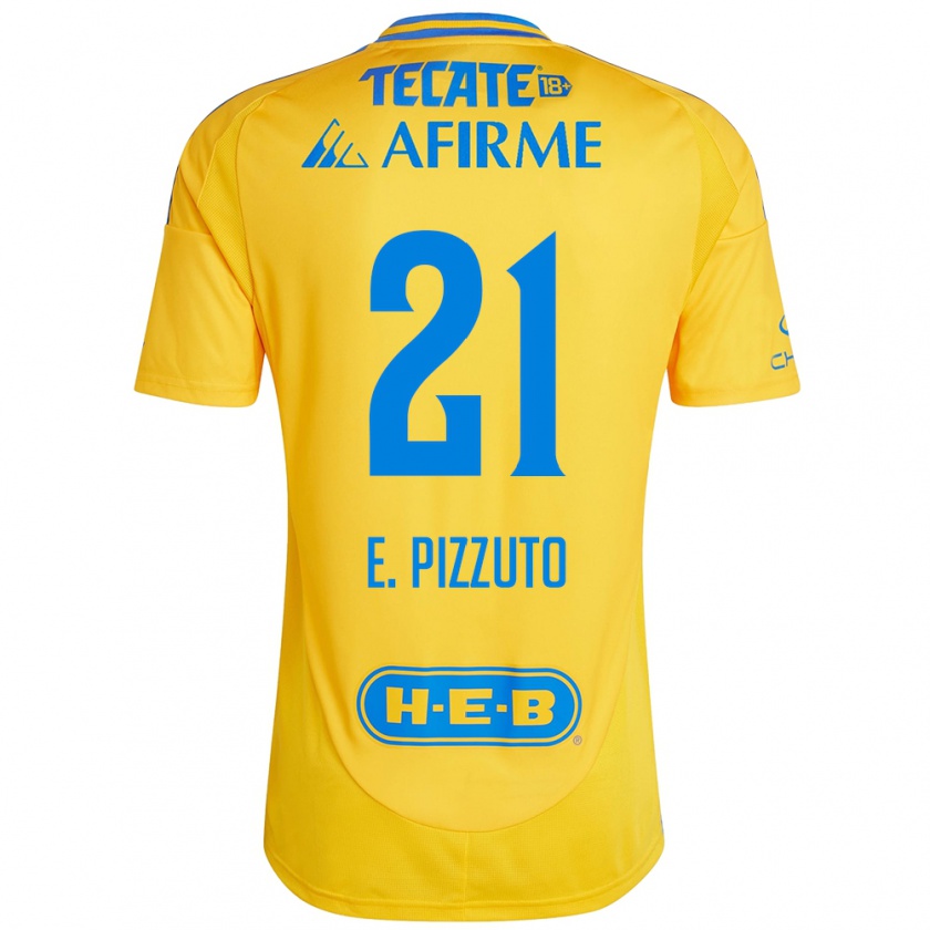 Kandiny Enfant Maillot Eugenio Pizzuto #21 Or Jaune Tenues Domicile 2024/25 T-Shirt