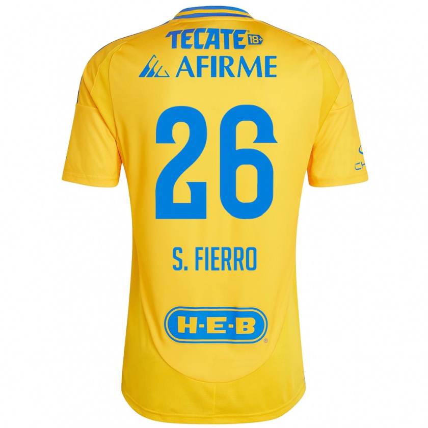 Kandiny Enfant Maillot Sebastián Fierro #26 Or Jaune Tenues Domicile 2024/25 T-Shirt