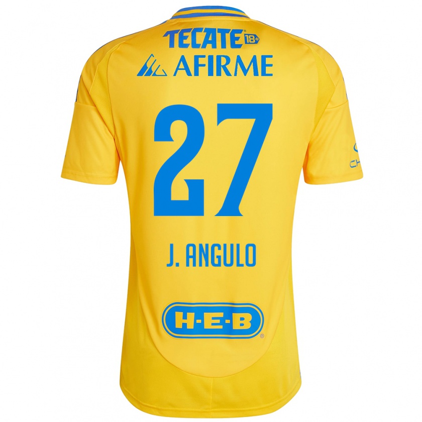 Kandiny Enfant Maillot Jesús Angulo #27 Or Jaune Tenues Domicile 2024/25 T-Shirt