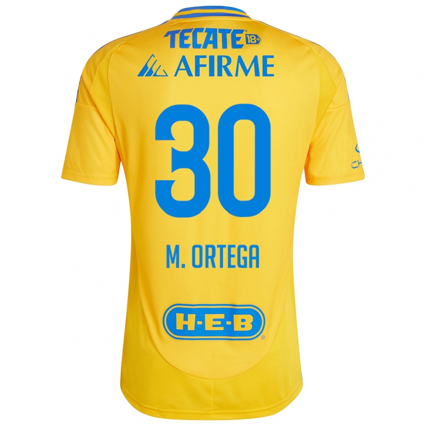 Kandiny Enfant Maillot Miguel Ortega #30 Or Jaune Tenues Domicile 2024/25 T-Shirt