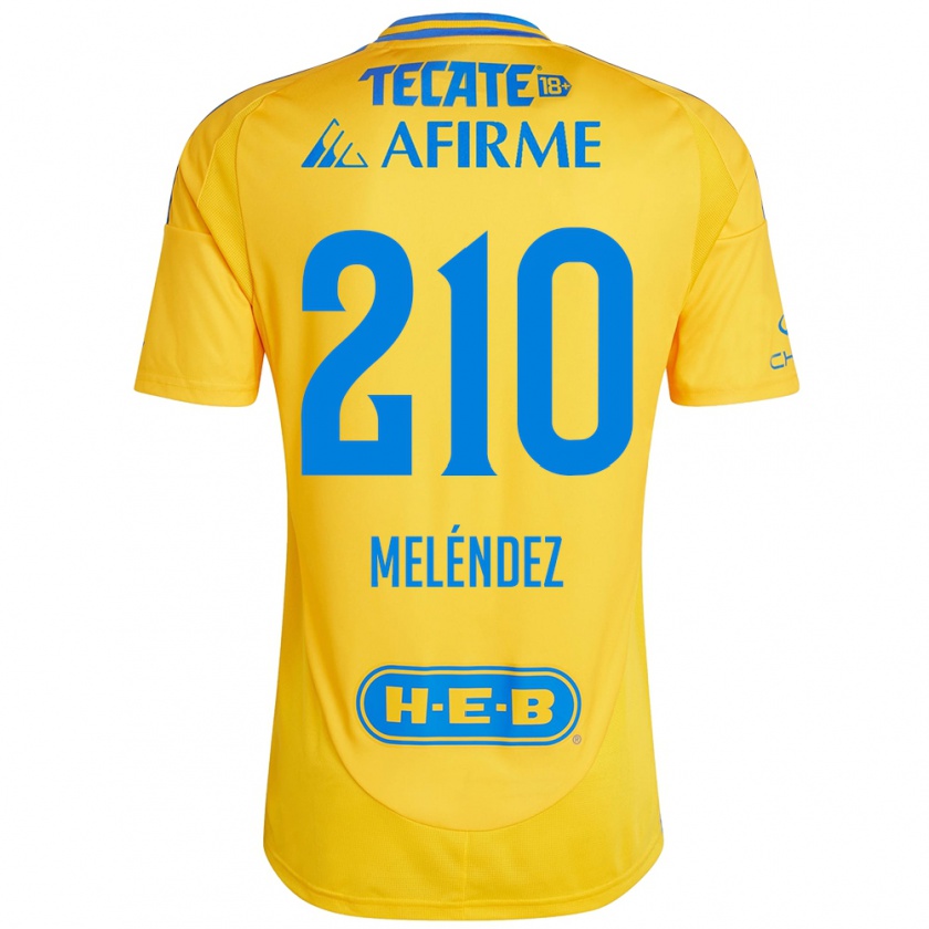 Kandiny Enfant Maillot Marcelo Meléndez #210 Or Jaune Tenues Domicile 2024/25 T-Shirt