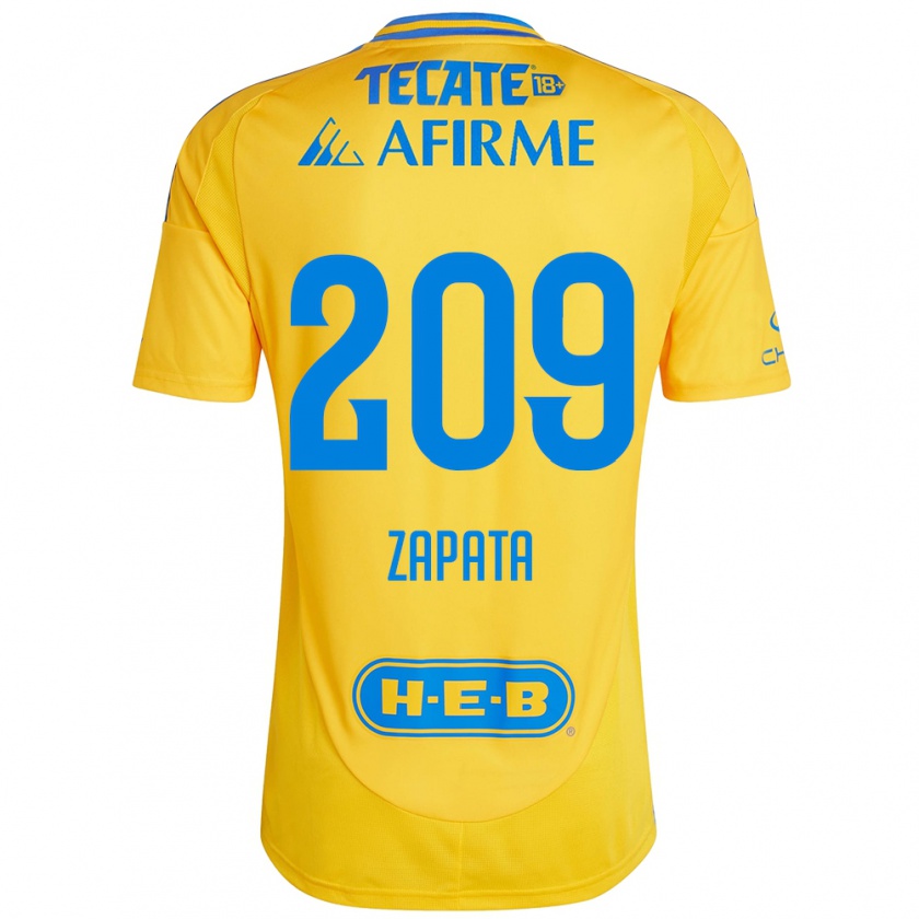 Kandiny Enfant Maillot Jorge Zapata #209 Or Jaune Tenues Domicile 2024/25 T-Shirt