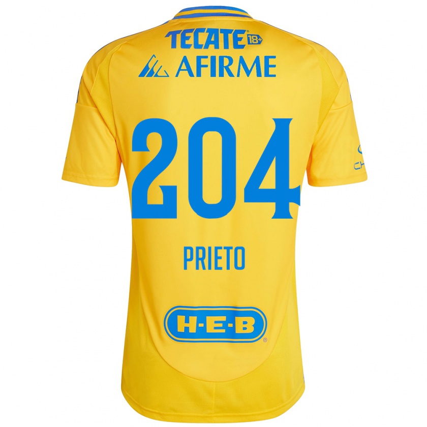 Kandiny Enfant Maillot Leonel Prieto #204 Or Jaune Tenues Domicile 2024/25 T-Shirt