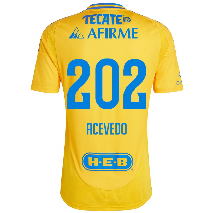 Kandiny Enfant Maillot José Acevedo #202 Or Jaune Tenues Domicile 2024/25 T-Shirt