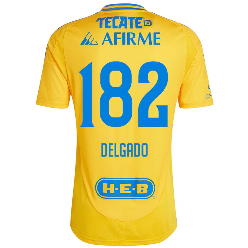 Kandiny Enfant Maillot Arturo Delgado #182 Or Jaune Tenues Domicile 2024/25 T-Shirt