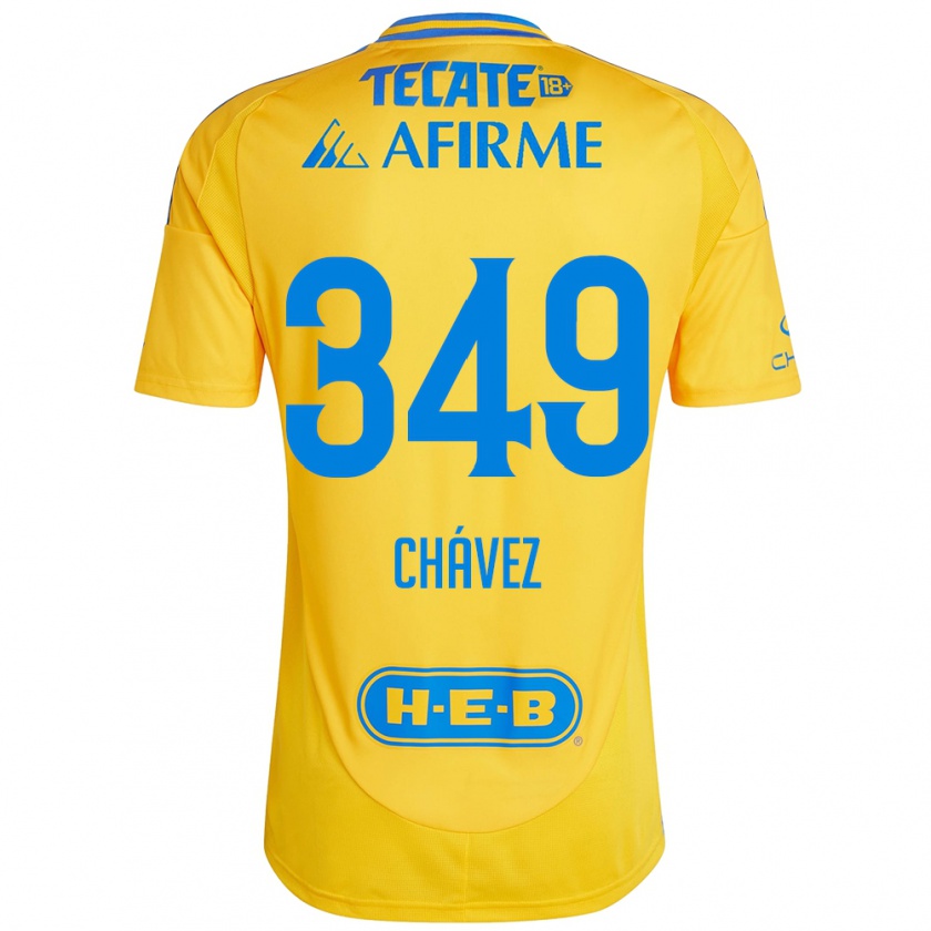 Kandiny Enfant Maillot Jorge Chávez #349 Or Jaune Tenues Domicile 2024/25 T-Shirt