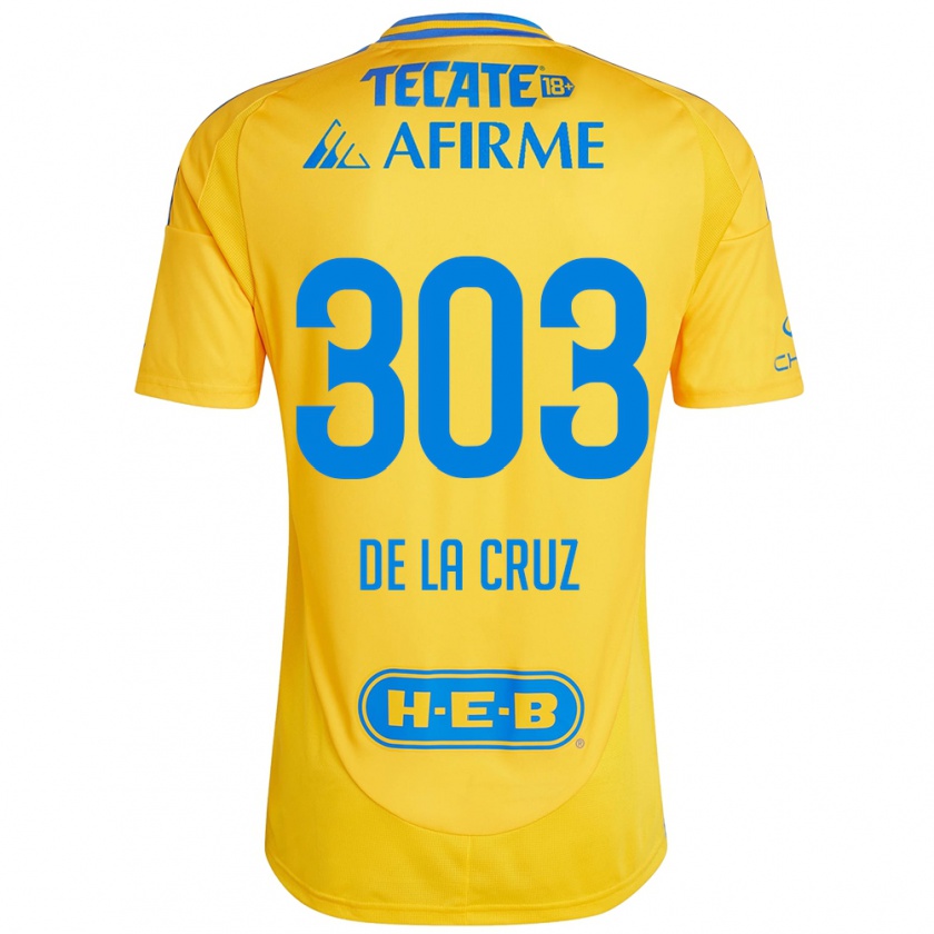 Kandiny Enfant Maillot Erick De La Cruz #303 Or Jaune Tenues Domicile 2024/25 T-Shirt