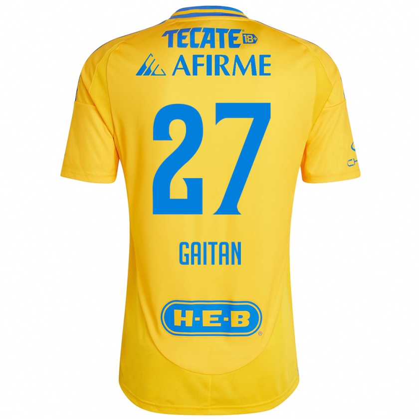 Kandiny Enfant Maillot Natalia Gaitan #27 Or Jaune Tenues Domicile 2024/25 T-Shirt