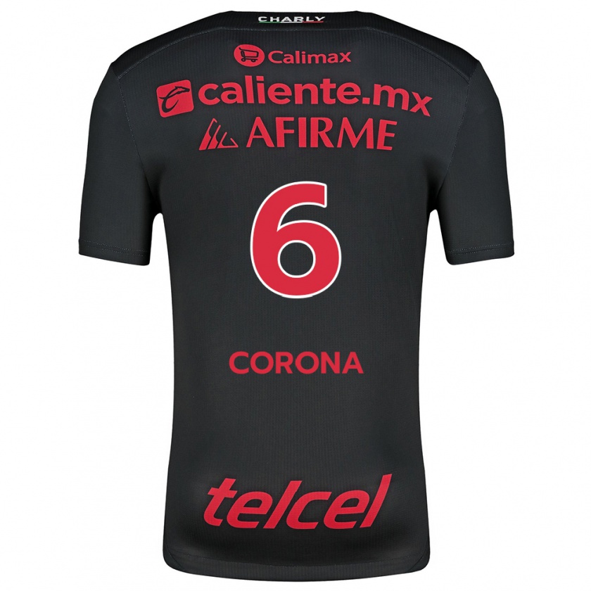 Kandiny Enfant Maillot Joe Corona #6 Noir Rouge Tenues Domicile 2024/25 T-Shirt