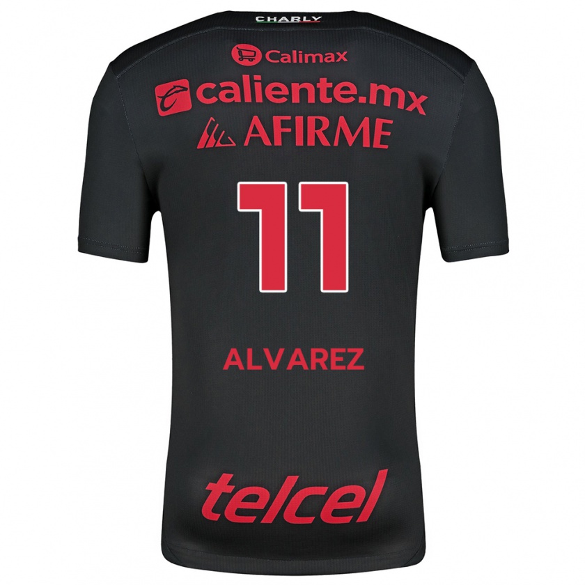 Kandiny Enfant Maillot Efraín Álvarez #11 Noir Rouge Tenues Domicile 2024/25 T-Shirt