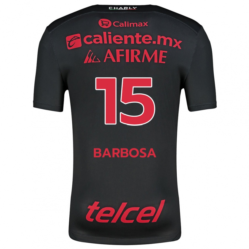 Kandiny Enfant Maillot Diego Barbosa #15 Noir Rouge Tenues Domicile 2024/25 T-Shirt