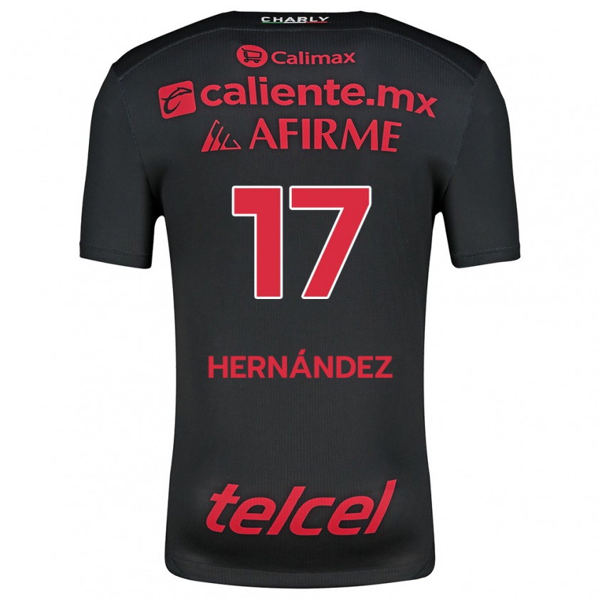 Kandiny Enfant Maillot Rubén Hernández #17 Noir Rouge Tenues Domicile 2024/25 T-Shirt