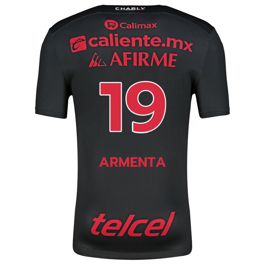 Kandiny Enfant Maillot Eduardo Armenta #19 Noir Rouge Tenues Domicile 2024/25 T-Shirt