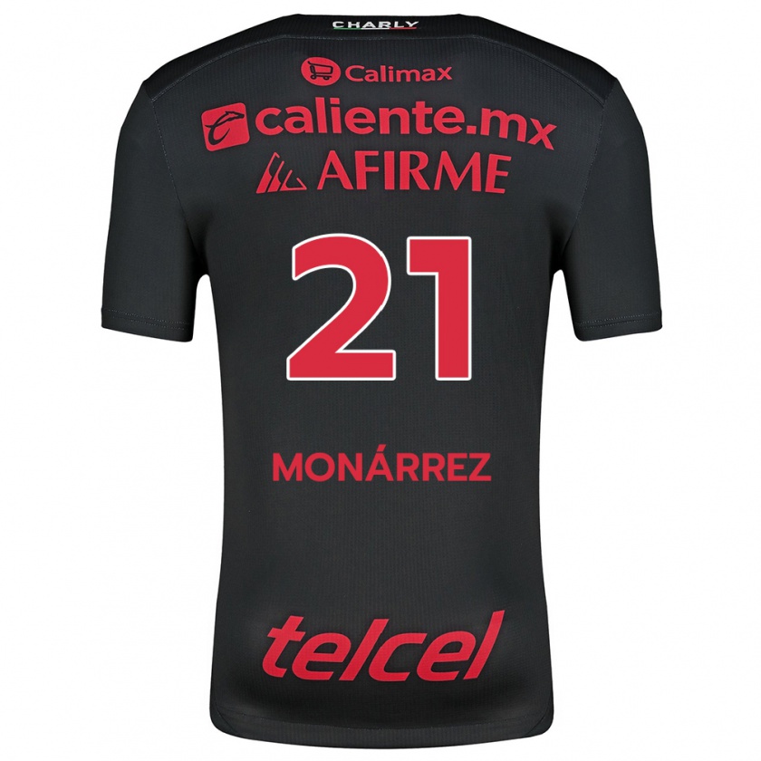 Kandiny Enfant Maillot Fernando Monárrez #21 Noir Rouge Tenues Domicile 2024/25 T-Shirt