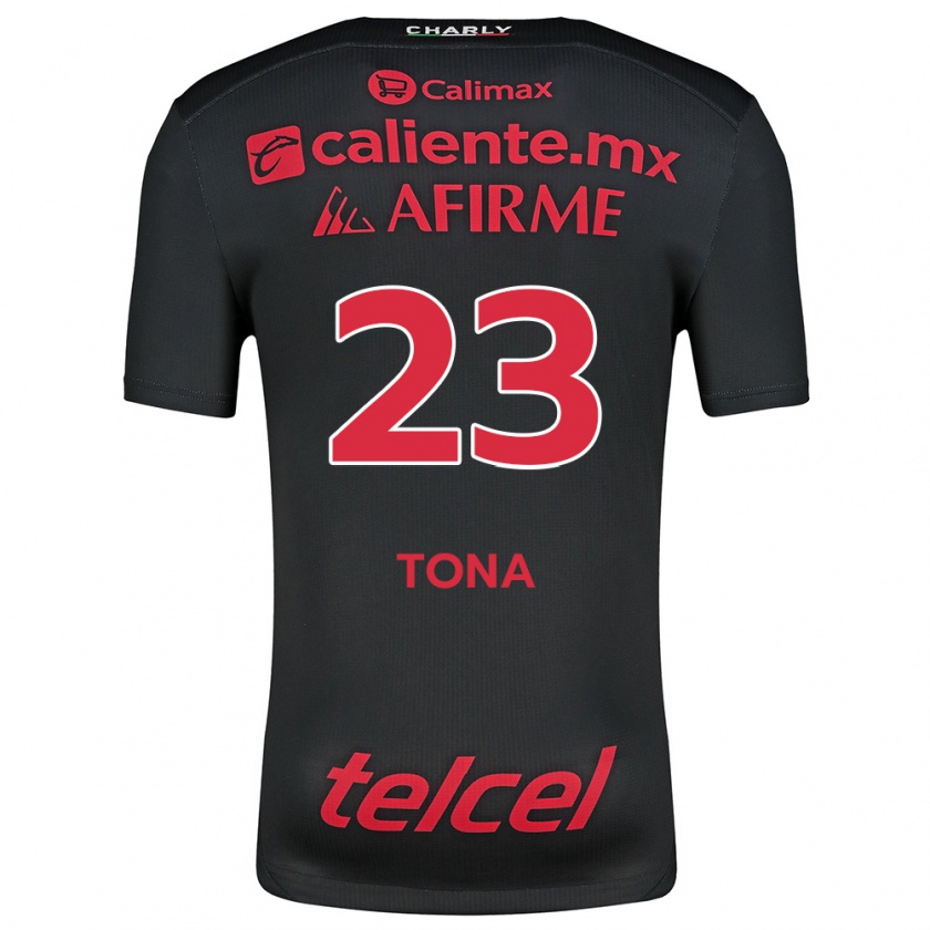 Kandiny Enfant Maillot Iván Tona #23 Noir Rouge Tenues Domicile 2024/25 T-Shirt