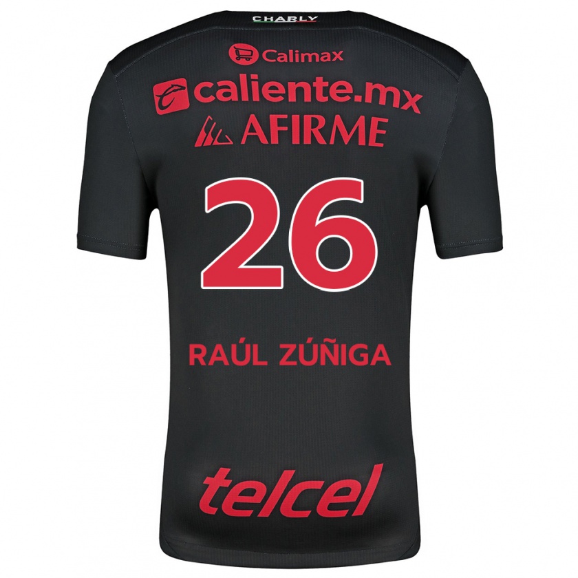 Kandiny Enfant Maillot José Raúl Zúñiga #26 Noir Rouge Tenues Domicile 2024/25 T-Shirt