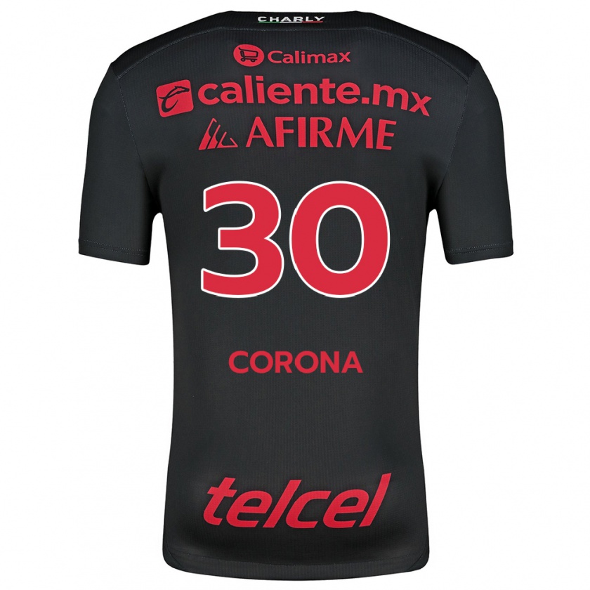 Kandiny Enfant Maillot Jesús Corona #30 Noir Rouge Tenues Domicile 2024/25 T-Shirt