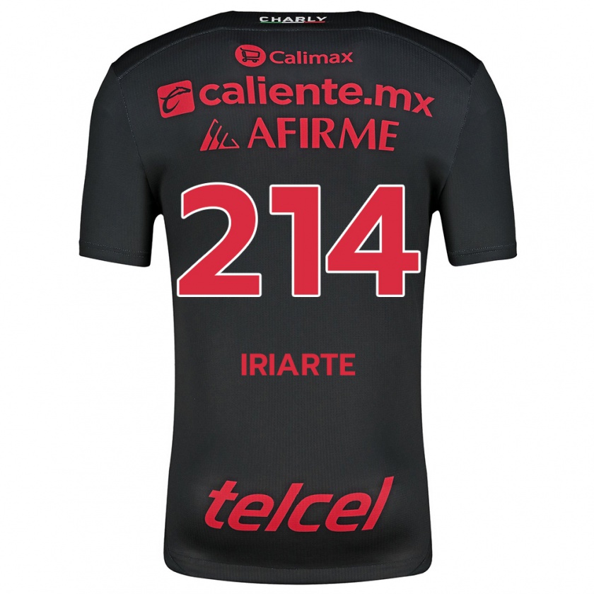 Kandiny Enfant Maillot Oliver Iriarte #214 Noir Rouge Tenues Domicile 2024/25 T-Shirt