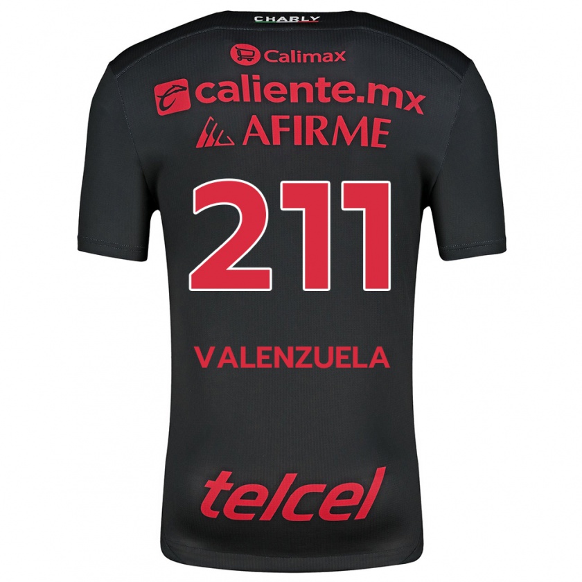 Kandiny Enfant Maillot Aldieri Valenzuela #211 Noir Rouge Tenues Domicile 2024/25 T-Shirt