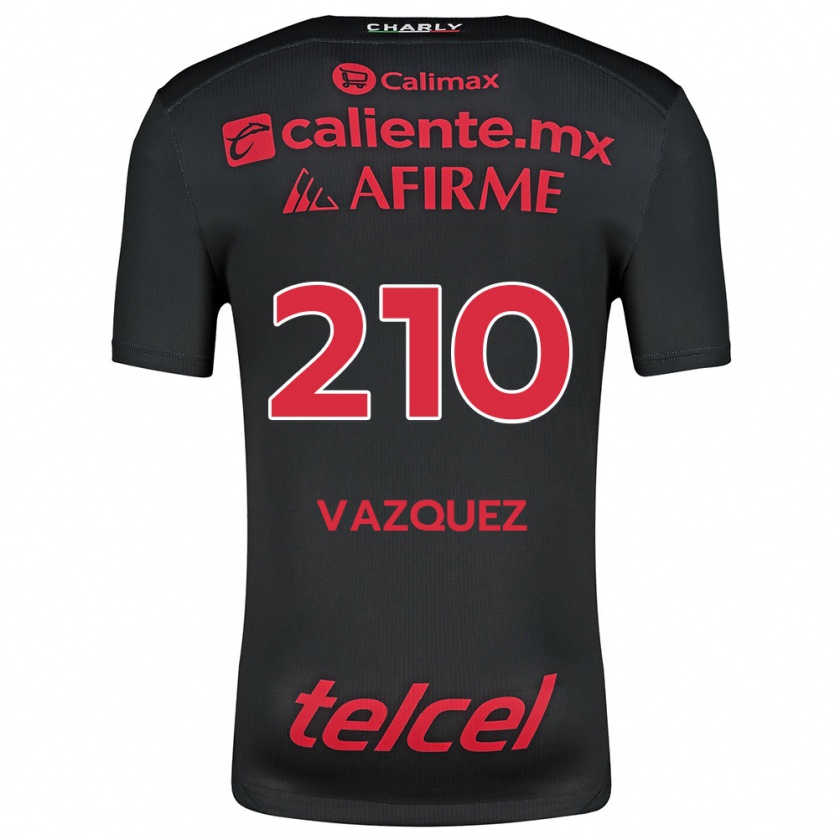 Kandiny Enfant Maillot Daniel Vázquez #210 Noir Rouge Tenues Domicile 2024/25 T-Shirt