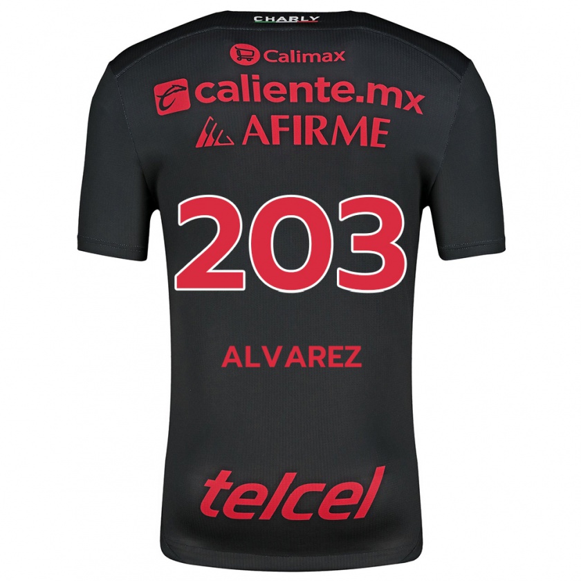 Kandiny Enfant Maillot Jaime Álvarez #203 Noir Rouge Tenues Domicile 2024/25 T-Shirt