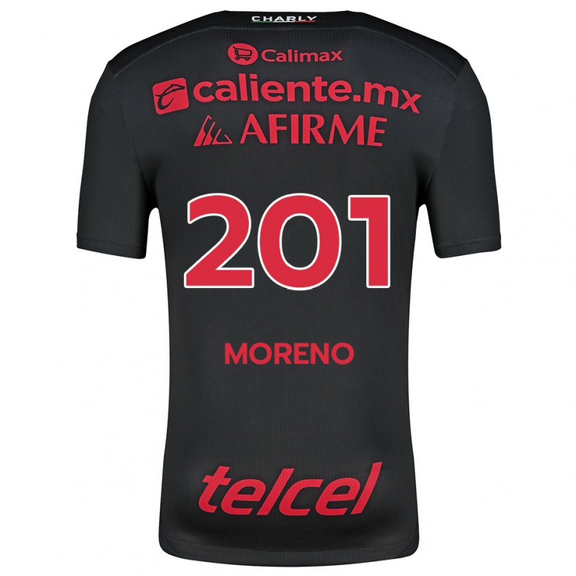 Kandiny Enfant Maillot Jesús Moreno #201 Noir Rouge Tenues Domicile 2024/25 T-Shirt