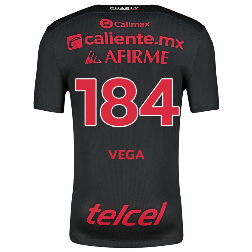 Kandiny Enfant Maillot Daniel Vega #184 Noir Rouge Tenues Domicile 2024/25 T-Shirt