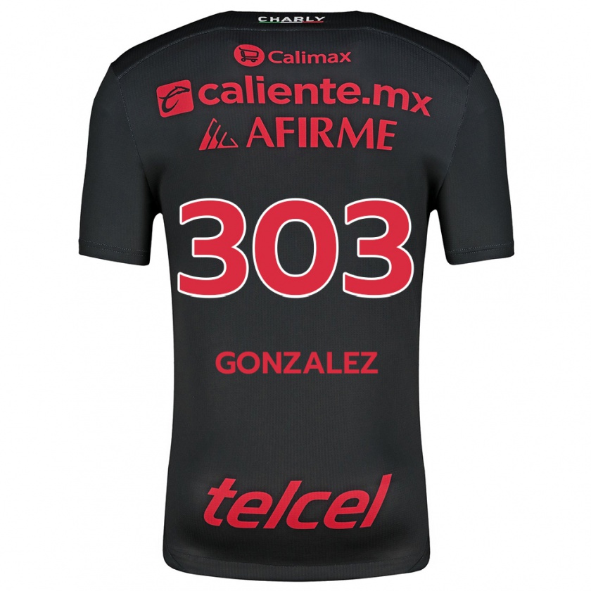 Kandiny Enfant Maillot Osmar González #303 Noir Rouge Tenues Domicile 2024/25 T-Shirt