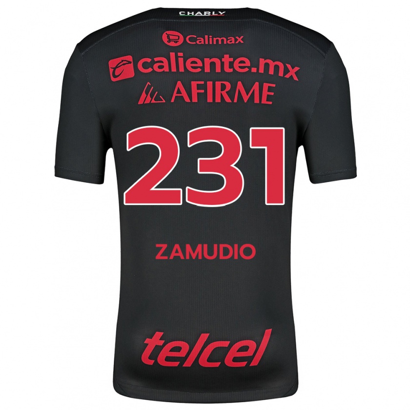 Kandiny Enfant Maillot Irwin Zamudio #231 Noir Rouge Tenues Domicile 2024/25 T-Shirt