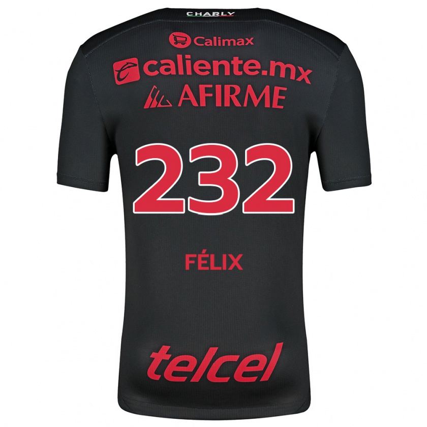 Kandiny Enfant Maillot Erick Félix #232 Noir Rouge Tenues Domicile 2024/25 T-Shirt