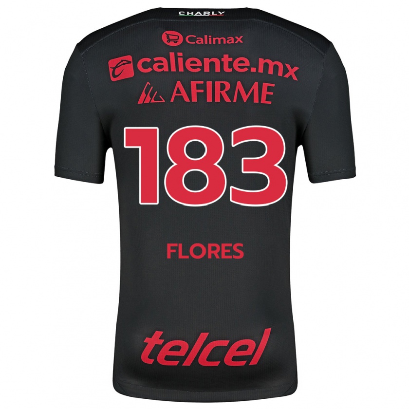 Kandiny Enfant Maillot Abraham Flores #183 Noir Rouge Tenues Domicile 2024/25 T-Shirt