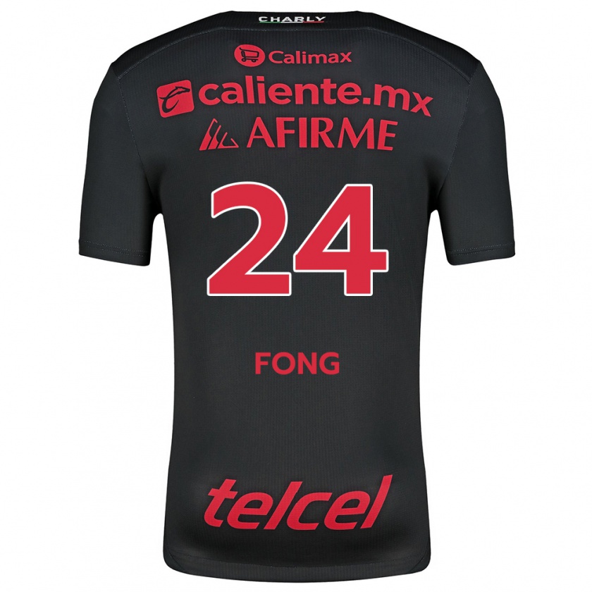 Kandiny Enfant Maillot Michel Fong #24 Noir Rouge Tenues Domicile 2024/25 T-Shirt