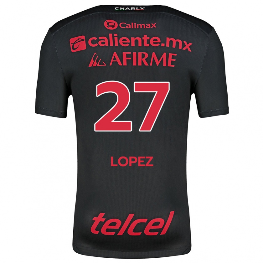 Kandiny Enfant Maillot Victoria López #27 Noir Rouge Tenues Domicile 2024/25 T-Shirt