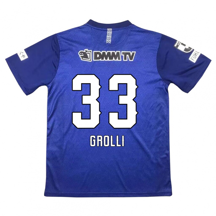 Kandiny Enfant Maillot Douglas Grolli #33 Bleu Foncé Tenues Domicile 2024/25 T-Shirt