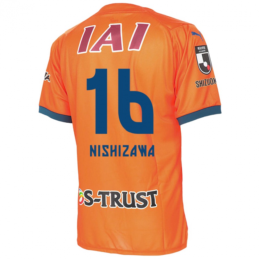 Kandiny Enfant Maillot Kenta Nishizawa #16 Bleu Orange Tenues Domicile 2024/25 T-Shirt